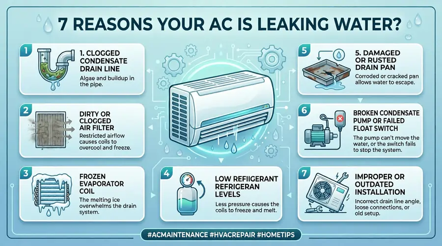 7 Reasons Your AC Is Leaking Water